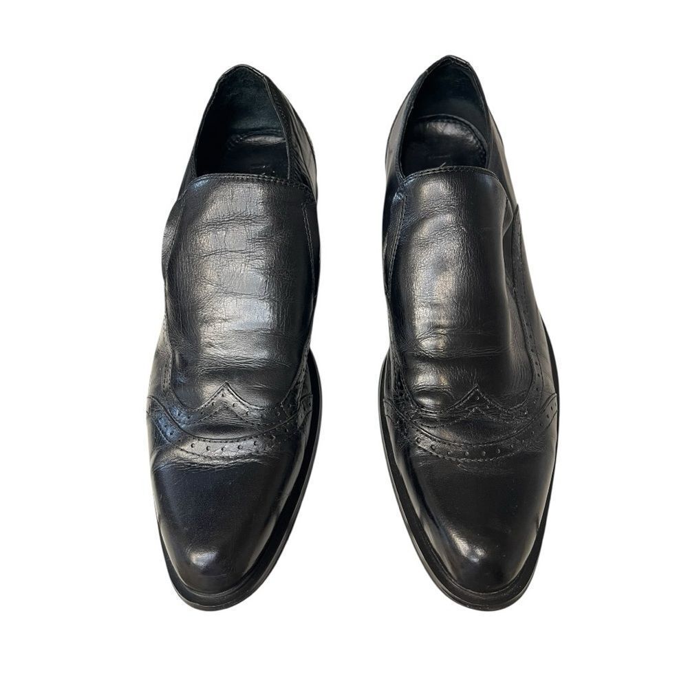 Via Spiga Herbert Black Leather Shoes Loafers Wingtip Brogue Size 10